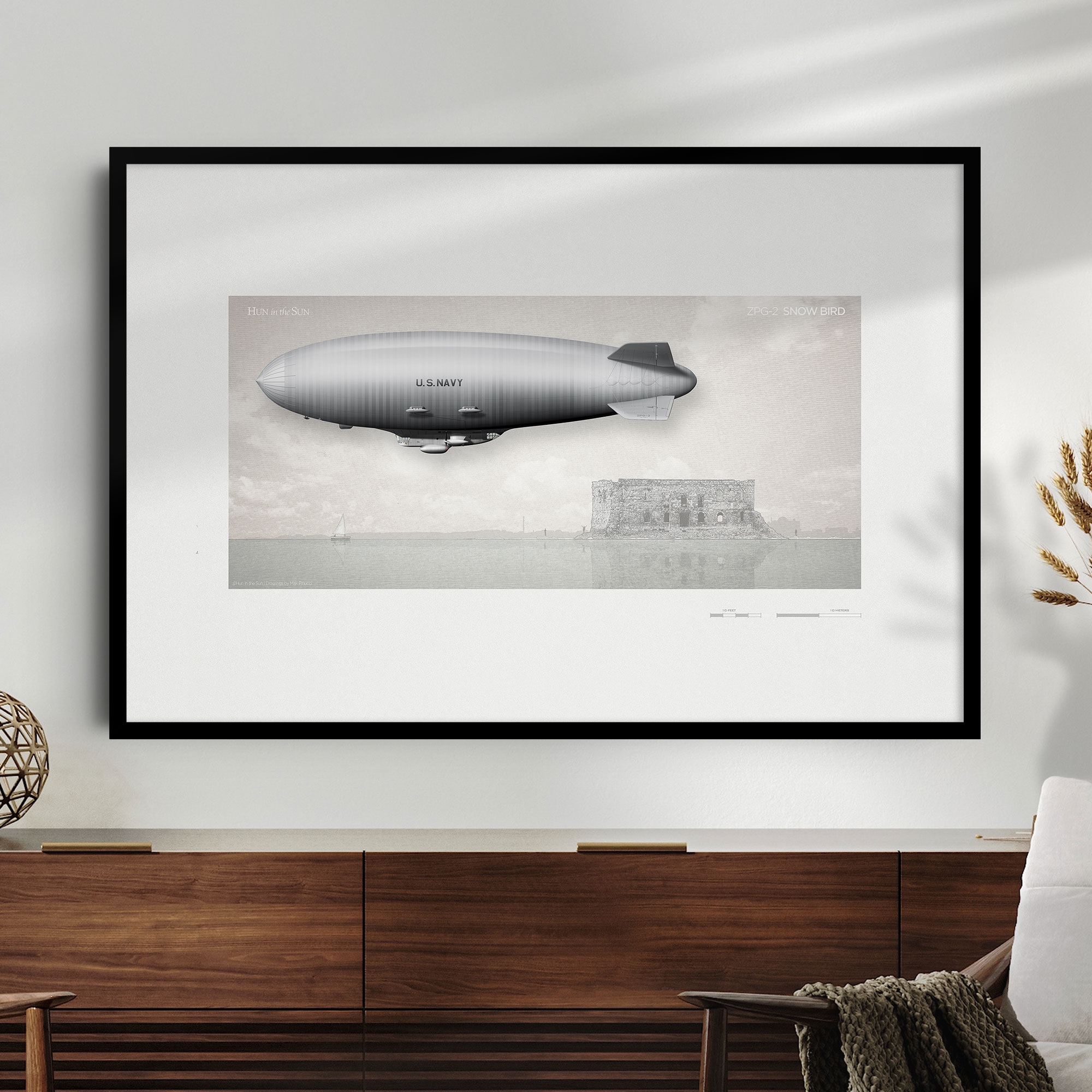 Airship Poster - ZPG-2 Snow Bird U.S. Navy Blimp - Museum-Quality Vintage Aviation Wall Art